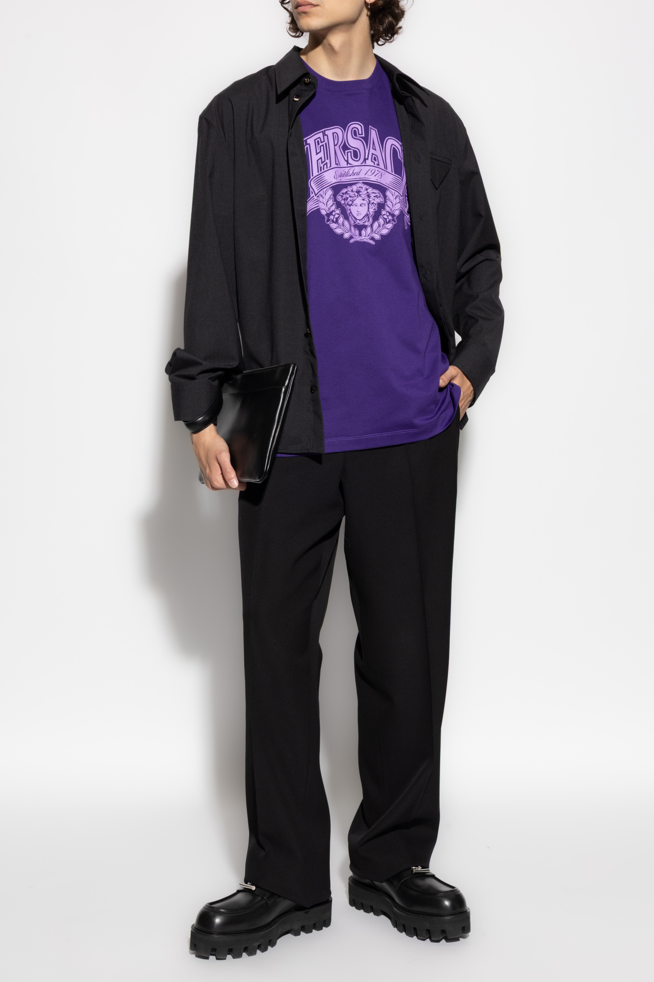 Purple T-shirt with print Versace - Vitkac AS